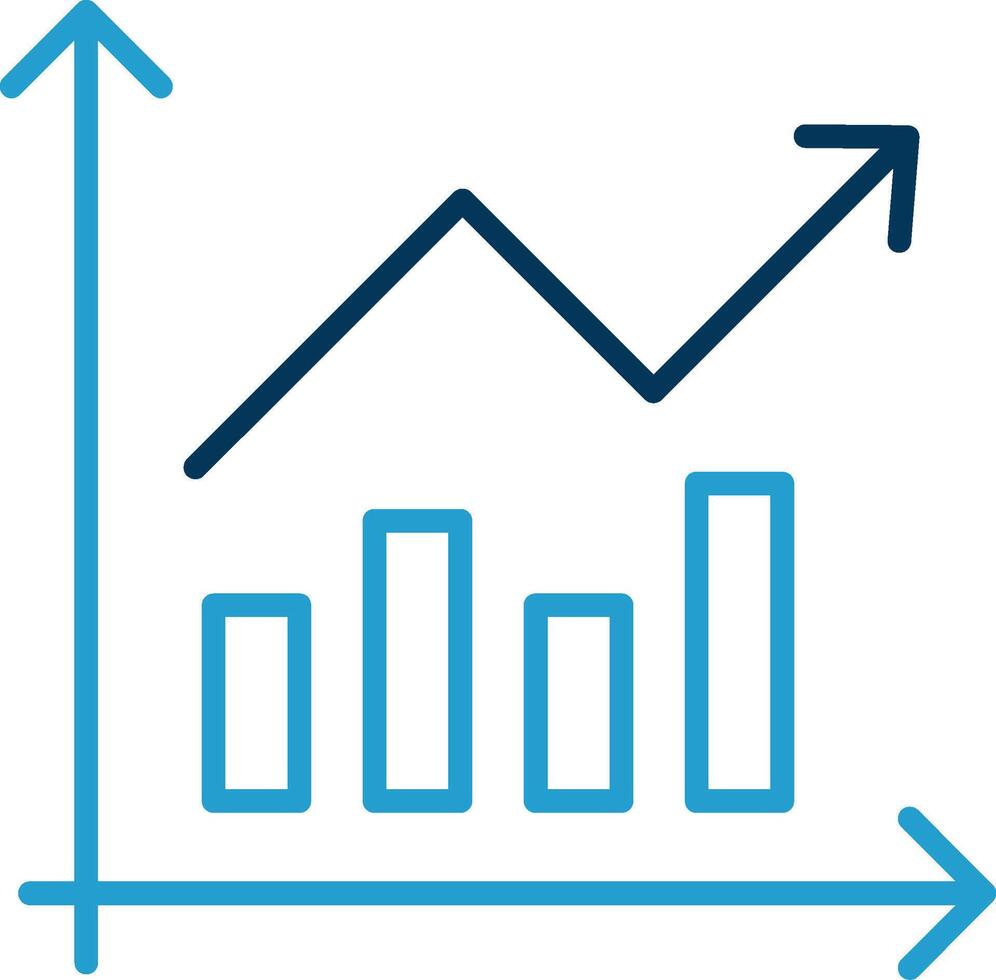 bar gráfico línea azul dos color icono vector