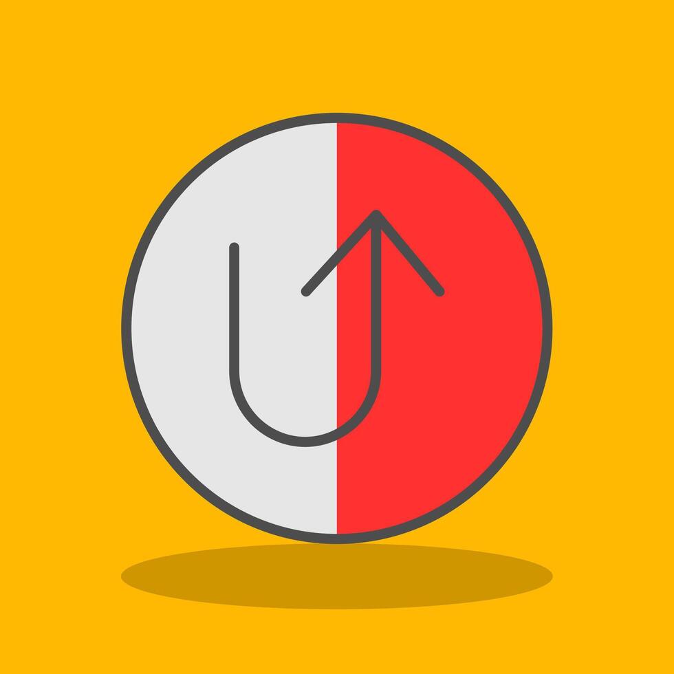 U Turn Filled Shadow Icon vector