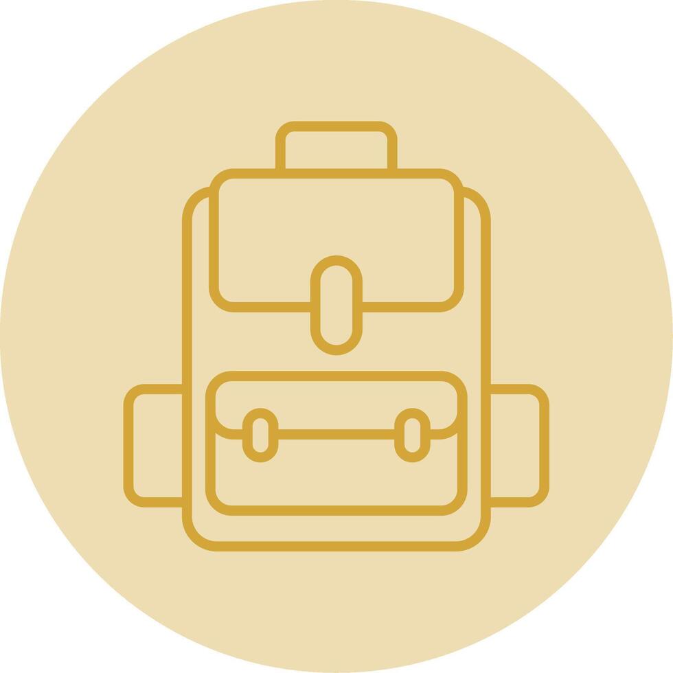 Backpack Line Yellow Circle Icon vector