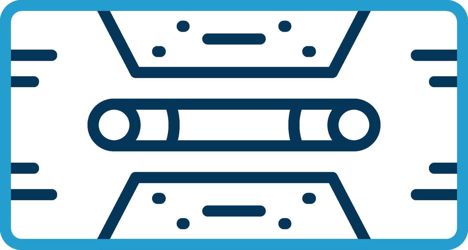 Cassette Tape Line Blue Two Color Icon vector