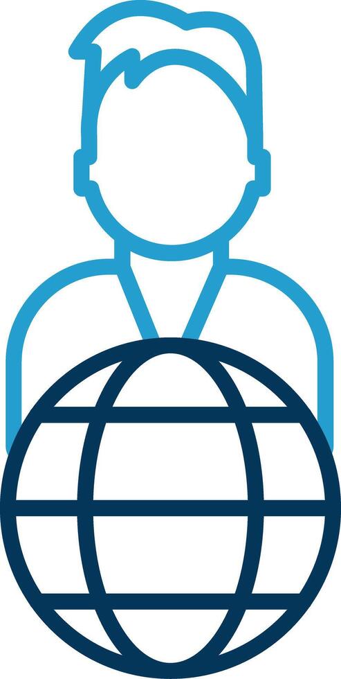 Global Leader Line Blue Two Color Icon vector