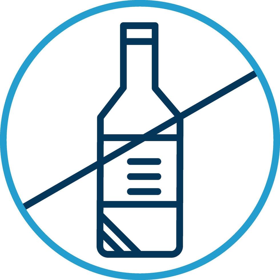 No Alcohol Line Blue Two Color Icon vector
