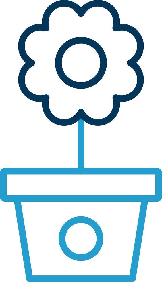 Flower Pot Line Blue Two Color Icon vector