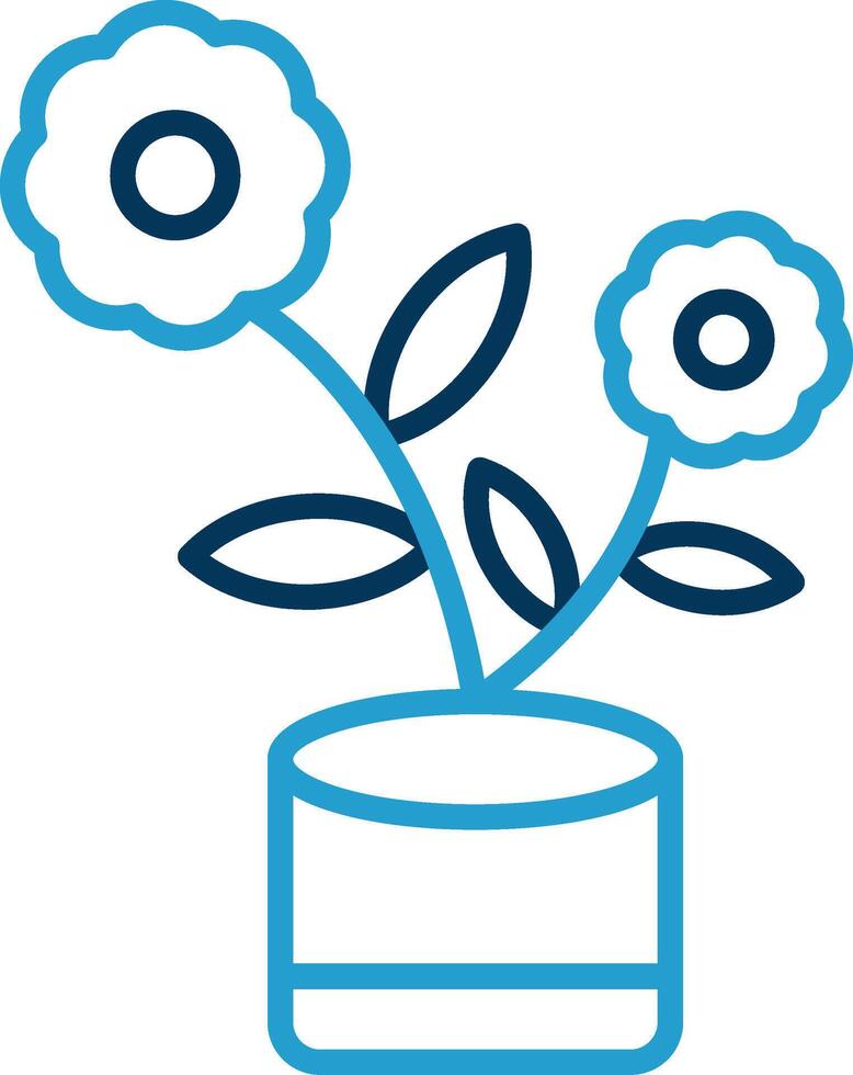 Flowerpot Line Blue Two Color Icon vector
