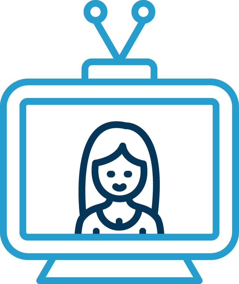 Television Line Blue Two Color Icon vector