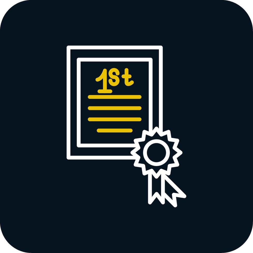 Certificate Line Yellow White Icon vector