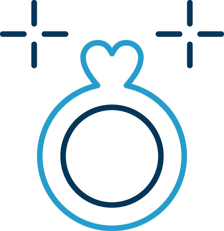 Wedding Ring Line Blue Two Color Icon vector