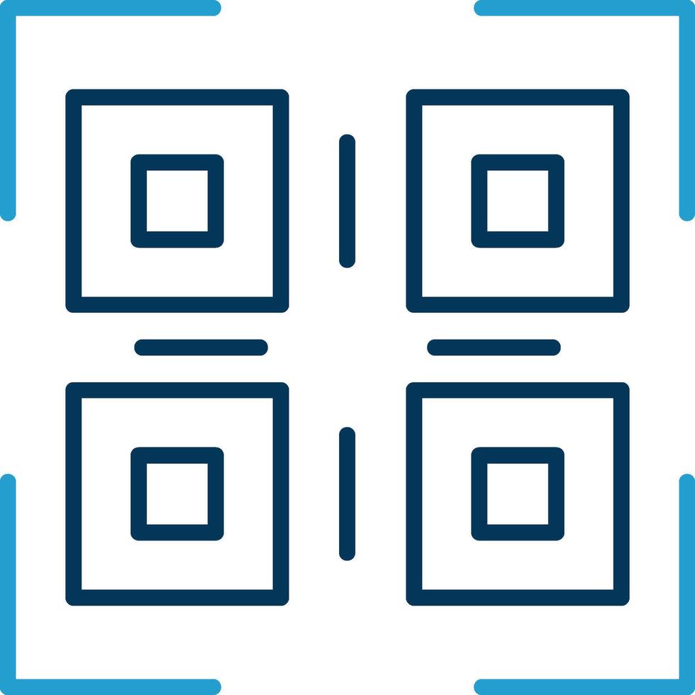 Qr Code Line Blue Two Color Icon vector