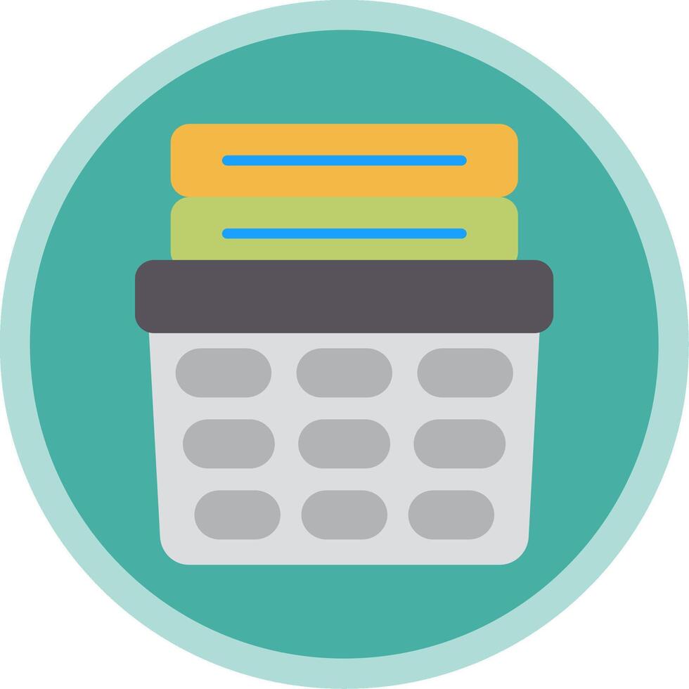 Laundry Basket Flat Multi Circle Icon vector