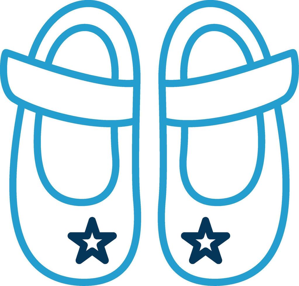 Baby Shoe Line Blue Two Color Icon vector