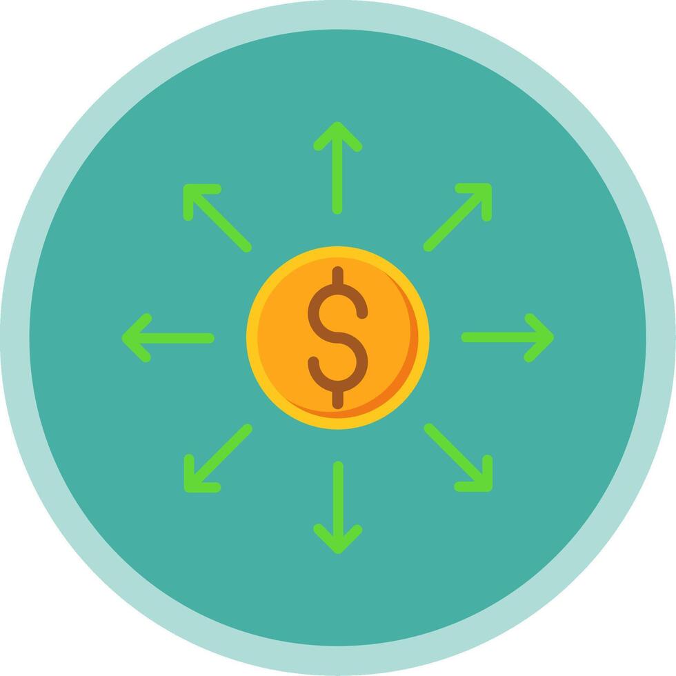Dollar Network Flat Multi Circle Icon vector