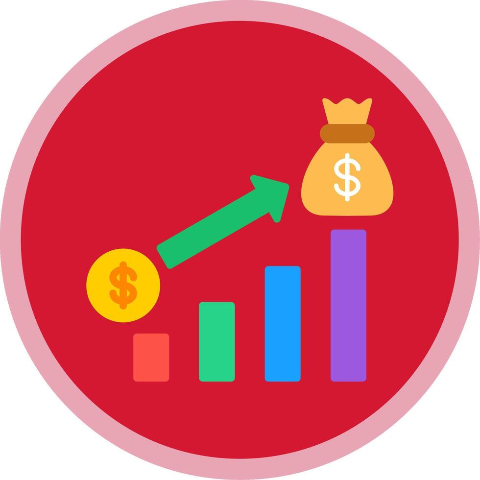 Money Growth Flat Multi Circle Icon vector