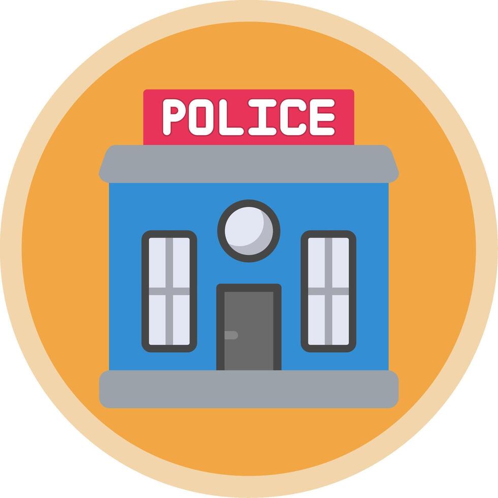 Police Station Flat Multi Circle Icon vector
