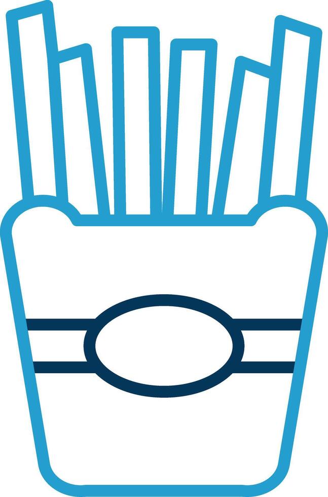 French Fries Line Blue Two Color Icon vector