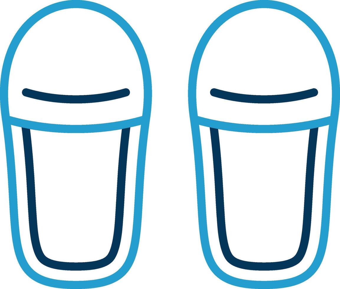 Slippers Line Blue Two Color Icon vector