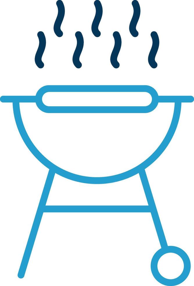 BBQ Grill Line Blue Two Color Icon vector
