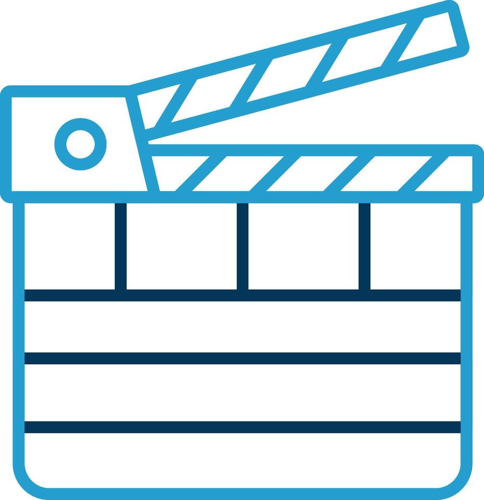 Clapperboard Line Blue Two Color Icon vector