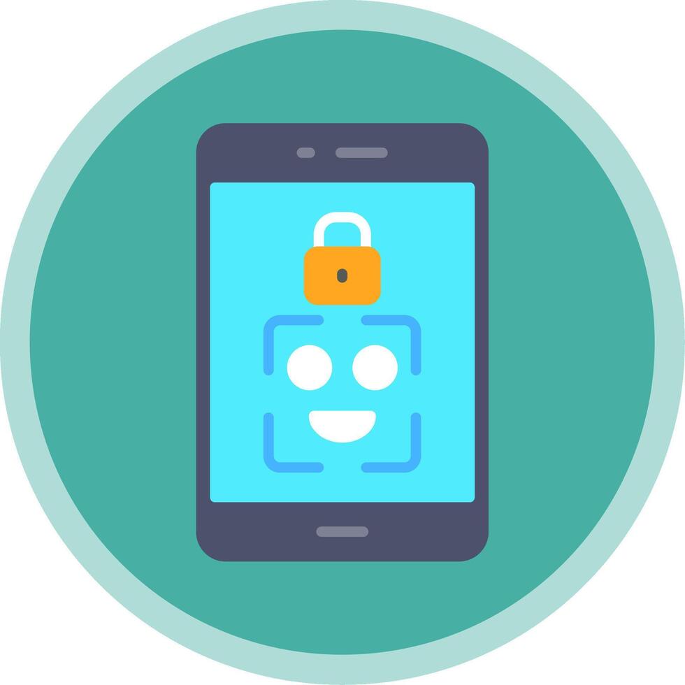 Facial Recognition Flat Multi Circle Icon vector