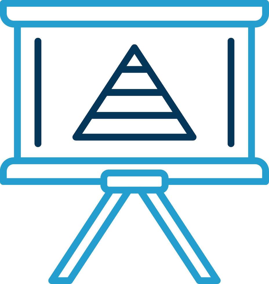 Pyramid Chart Line Blue Two Color Icon vector