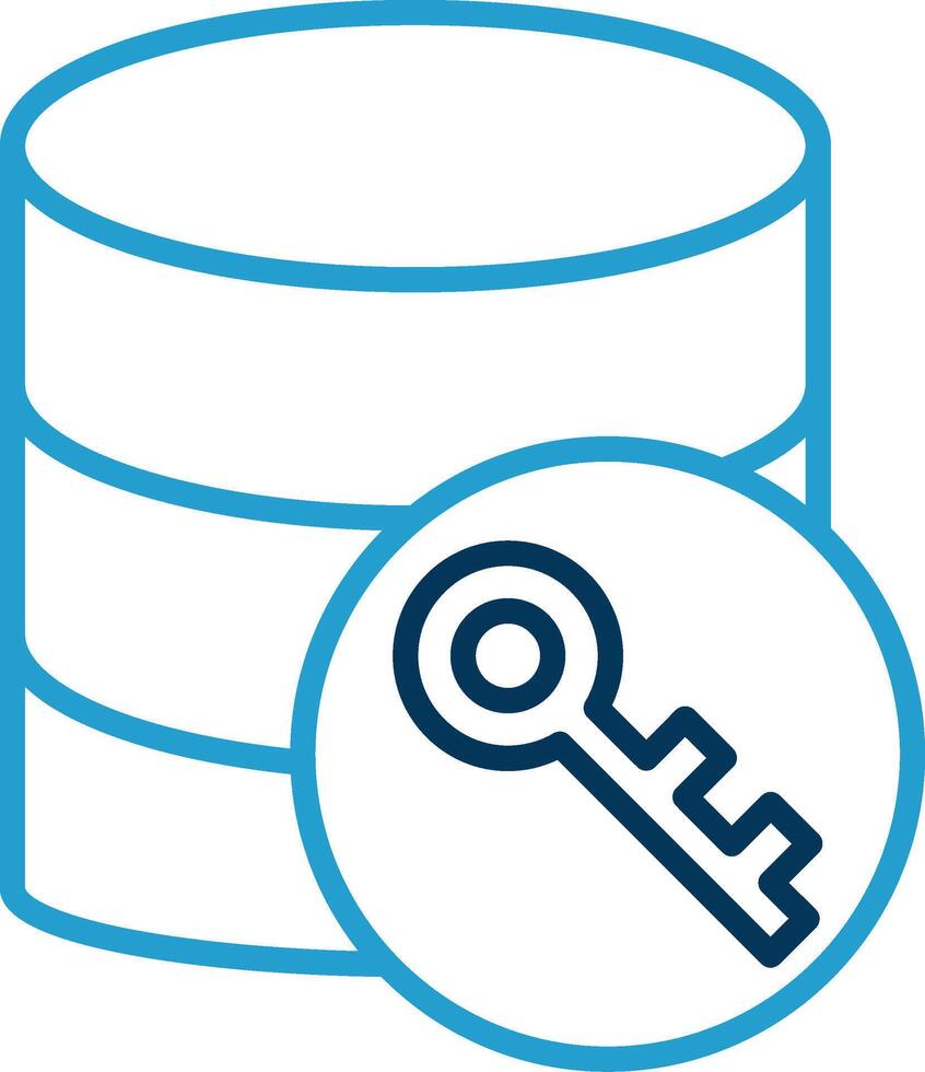 Database Encryption Line Blue Two Color Icon vector