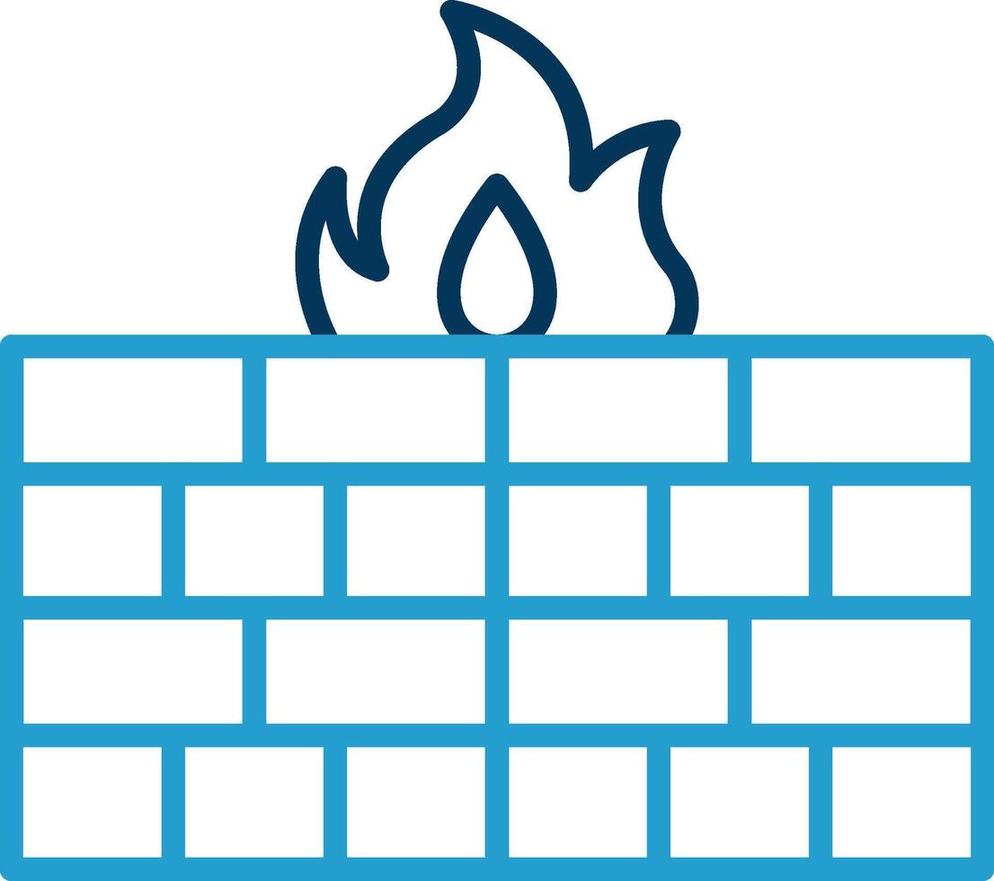 Firewall Line Blue Two Color Icon vector