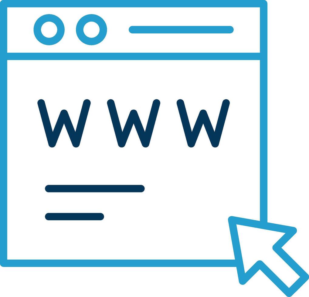 web página línea azul dos color icono vector