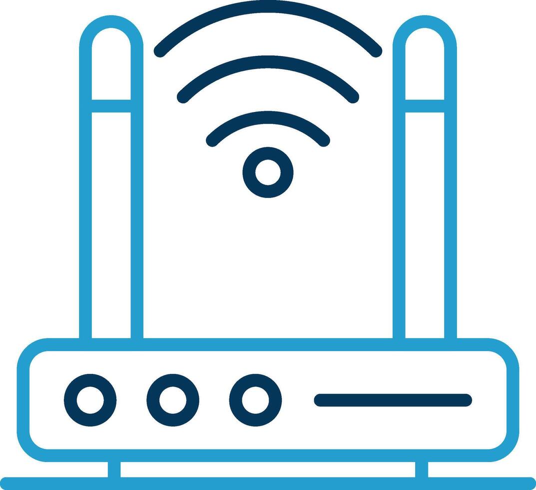 Wireless Modem Line Blue Two Color Icon vector