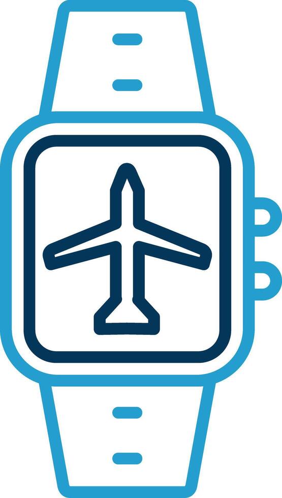 Airplane Mode Line Blue Two Color Icon vector