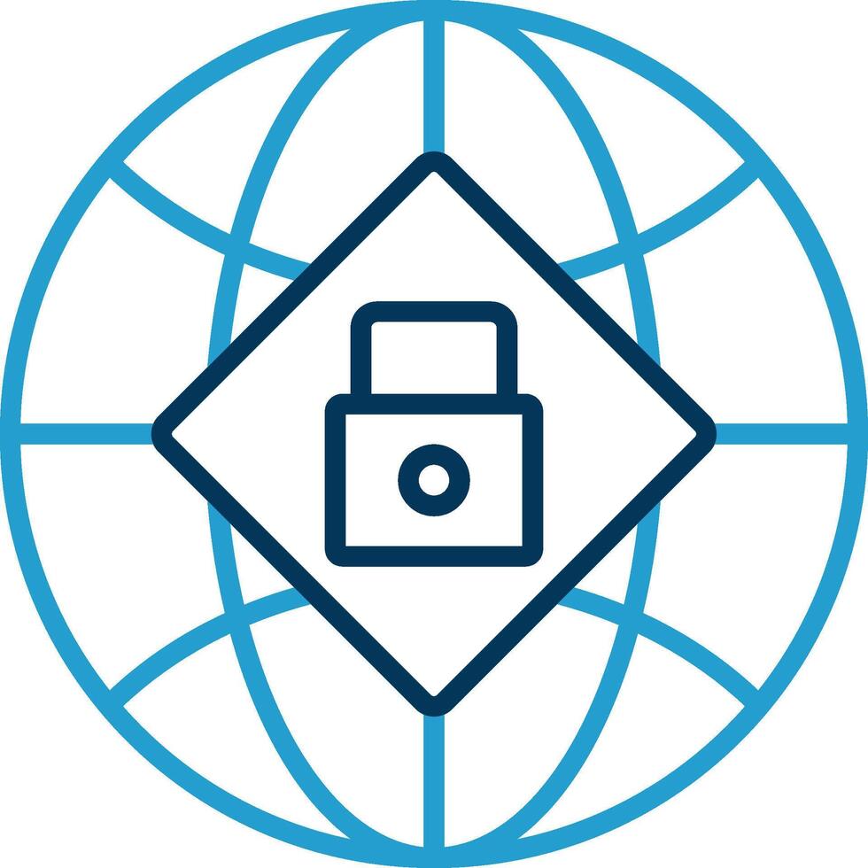 Global Security Line Blue Two Color Icon vector