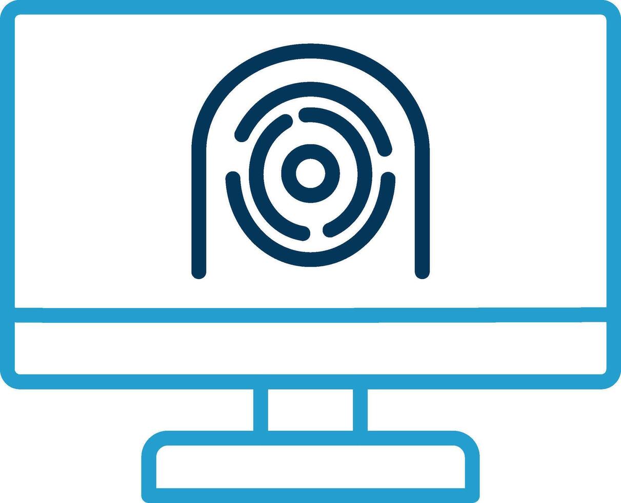 Security Computer Faceprint Line Blue Two Color Icon vector