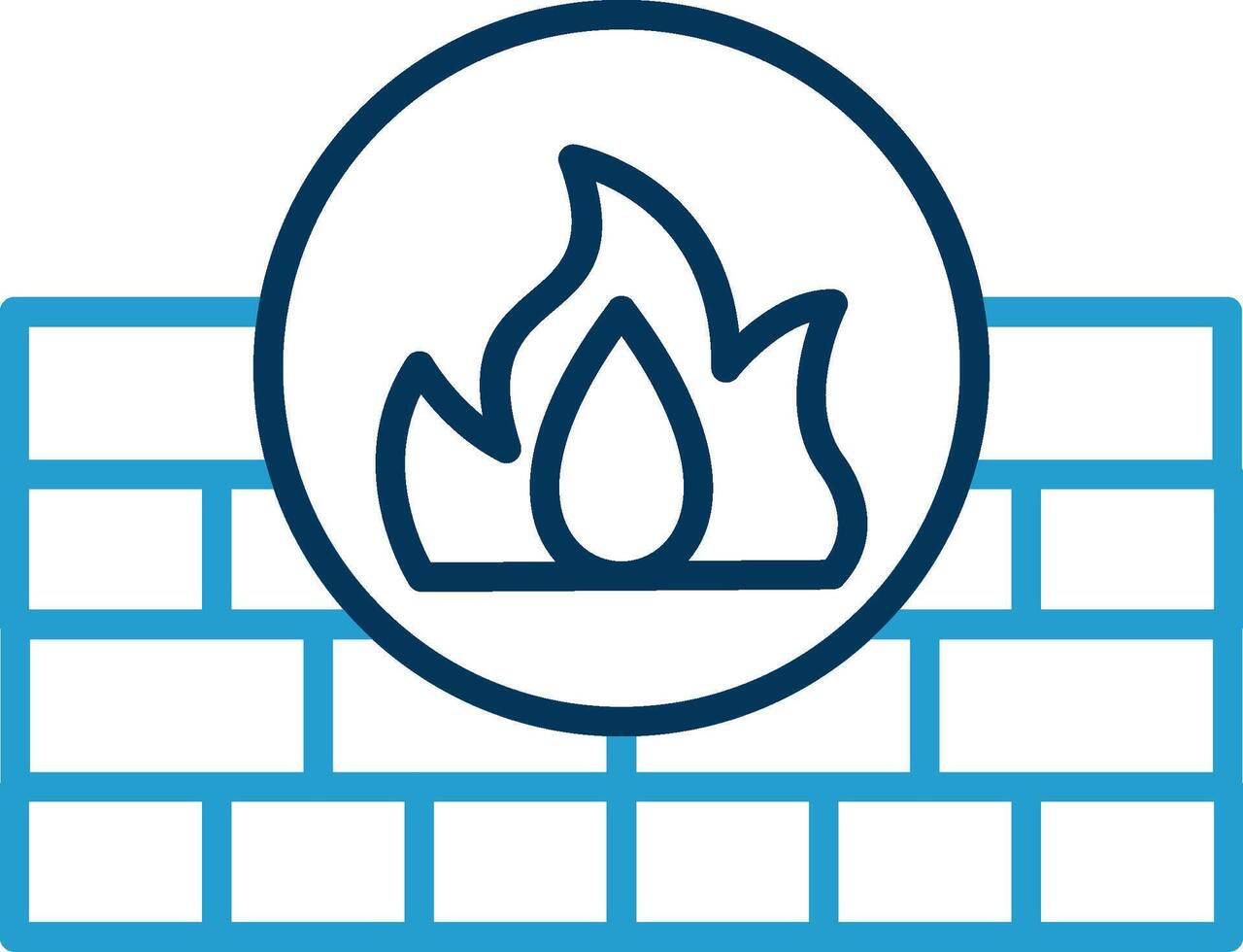 Firewall Line Blue Two Color Icon vector