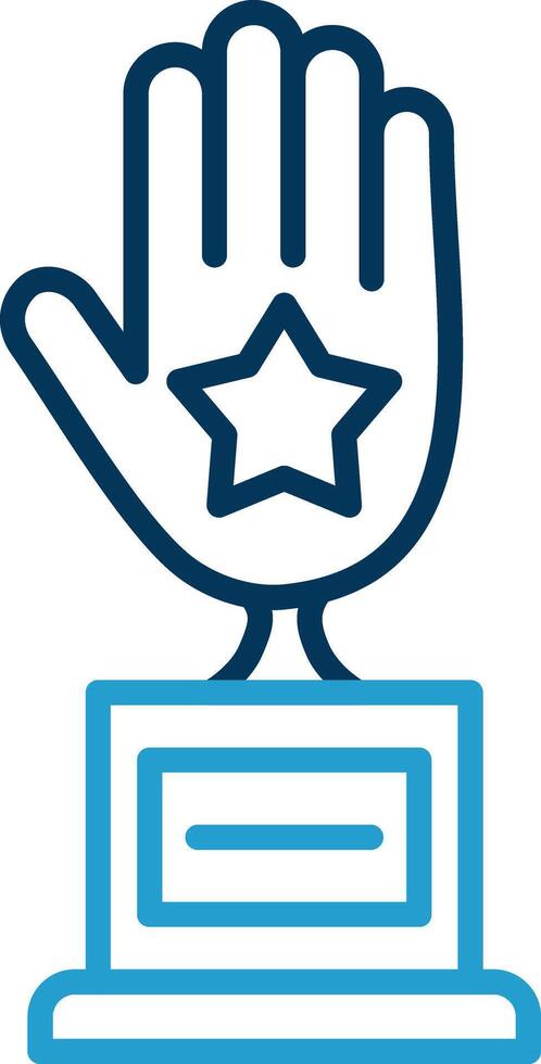 mano línea azul dos color icono vector