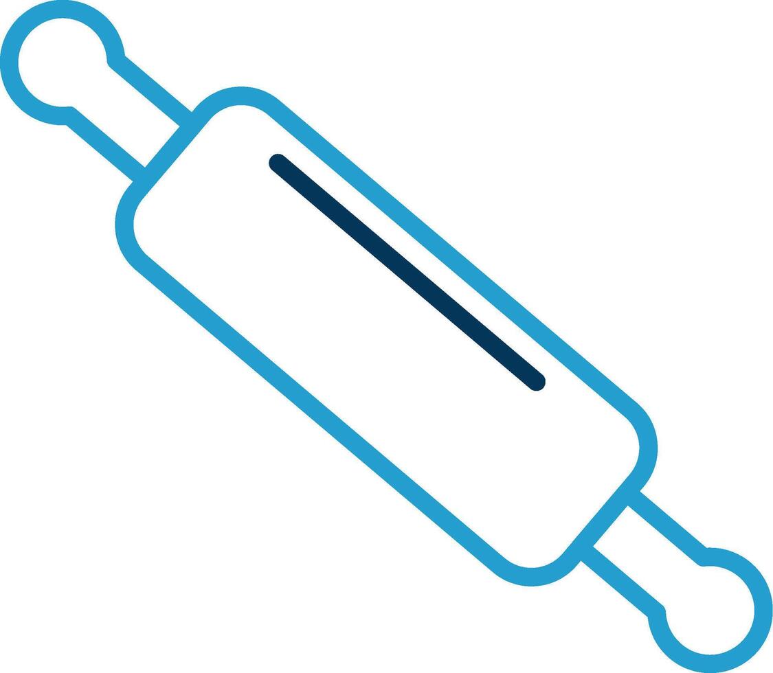Rolling Pin Line Blue Two Color Icon vector