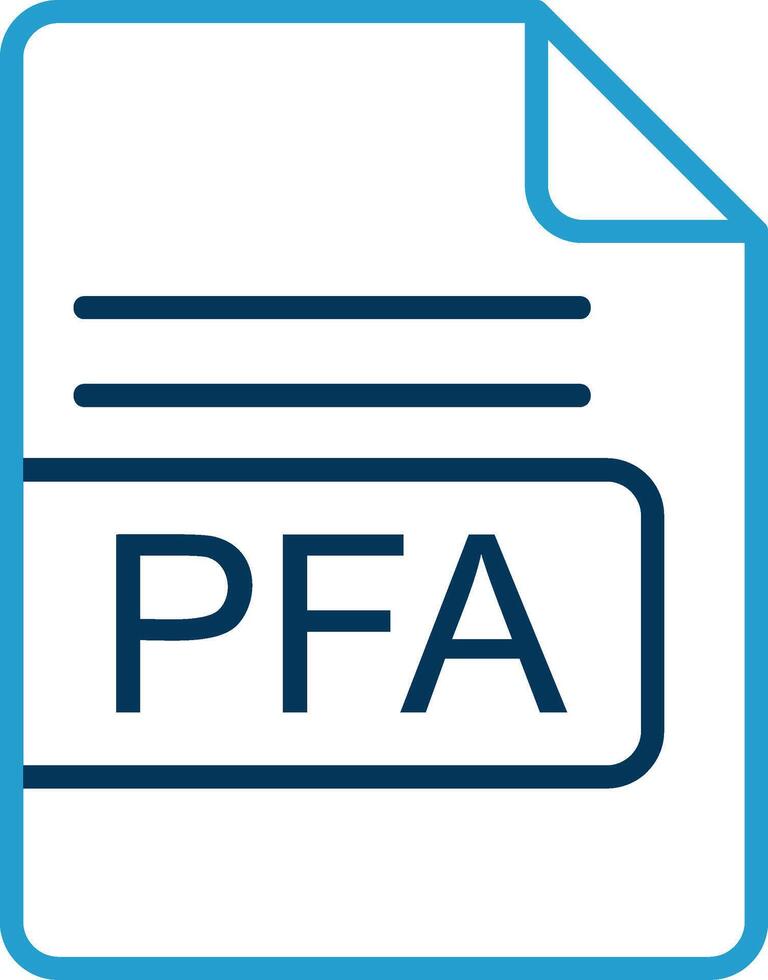 pfa archivo formato línea azul dos color icono vector