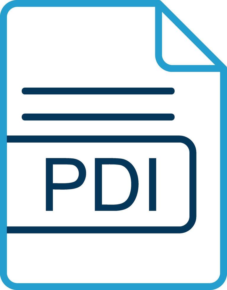 pdi archivo formato línea azul dos color icono vector