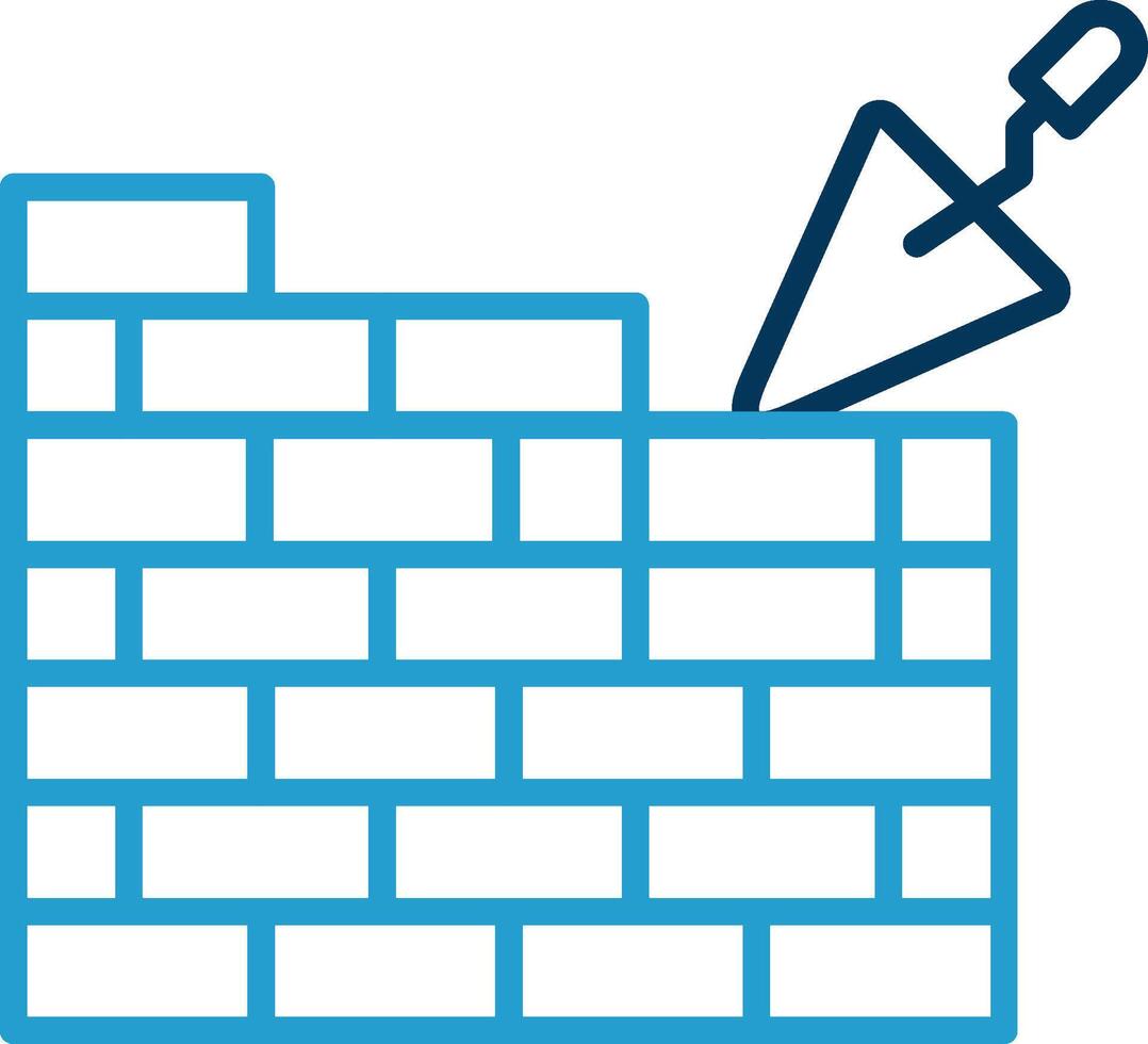 Brickwall Line Blue Two Color Icon vector