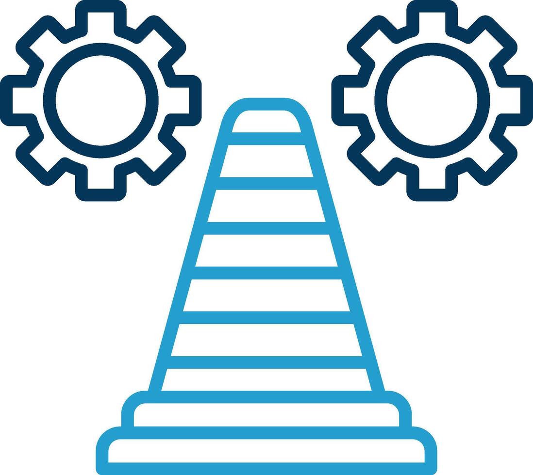 Traffic Cone Line Blue Two Color Icon vector