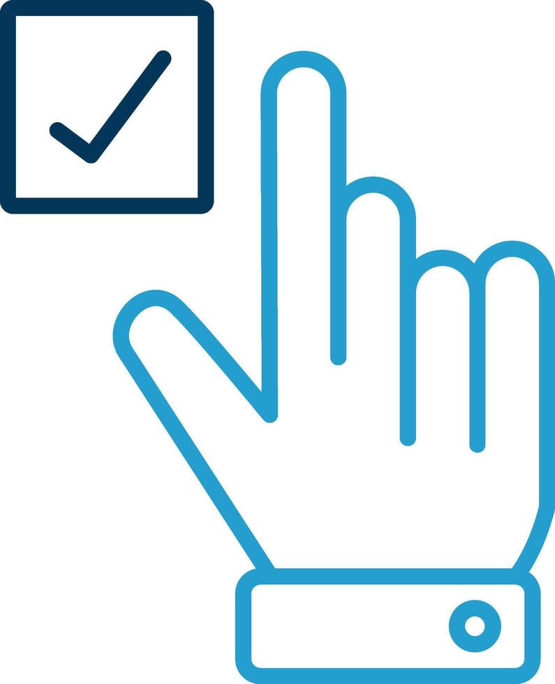 Hand Correct Line Blue Two Color Icon vector