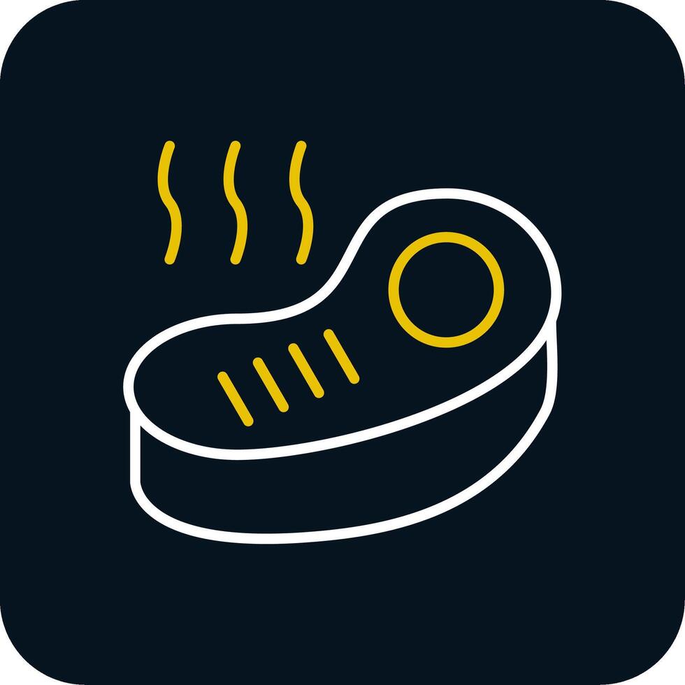 Steak Line Yellow White Icon vector