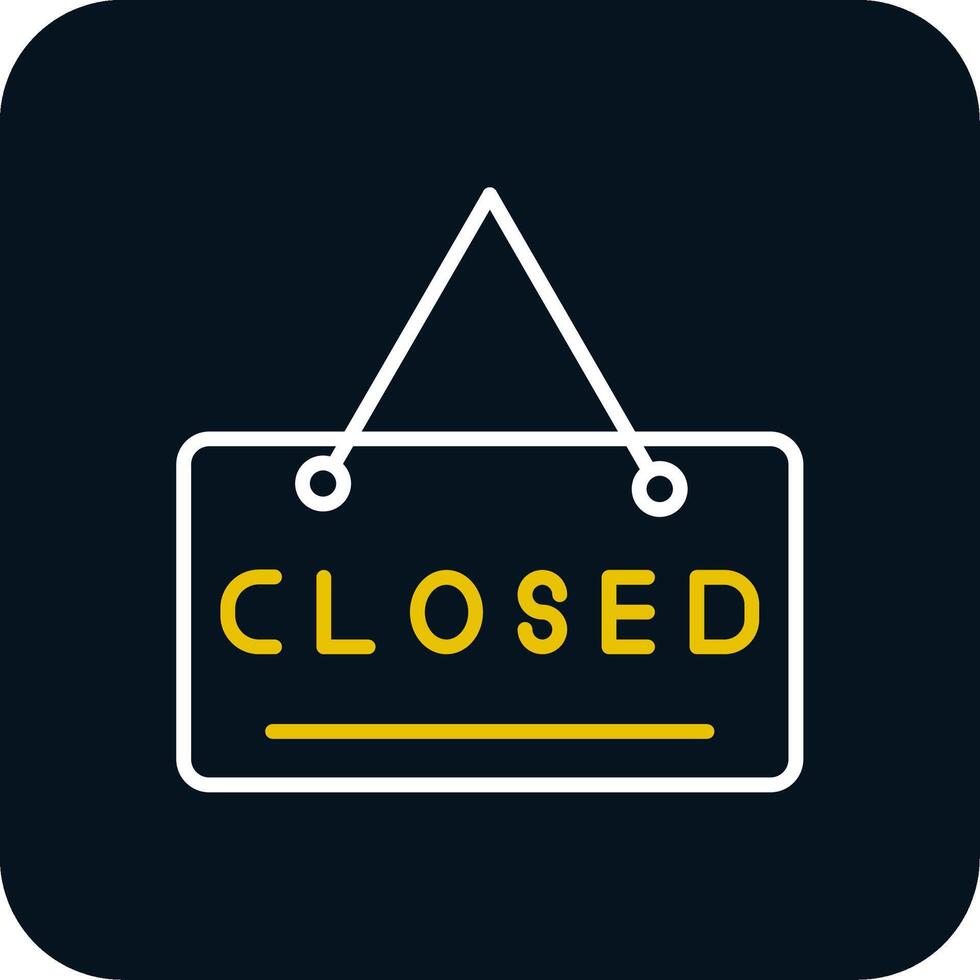 Closed Sign Line Yellow White Icon vector