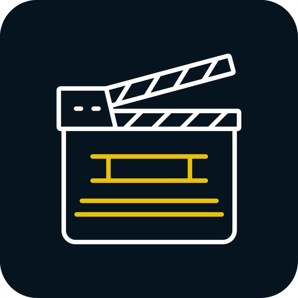Clapperboard Line Yellow White Icon vector