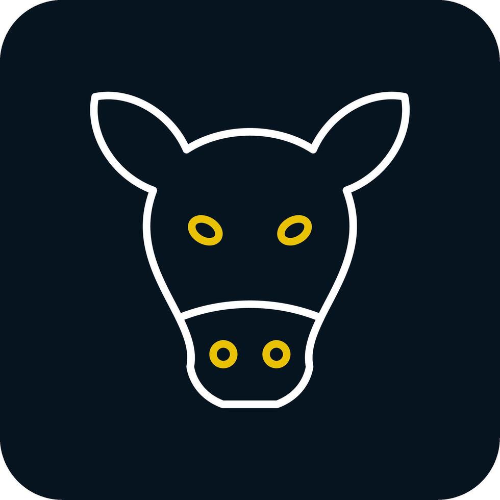 Cow Line Yellow White Icon vector