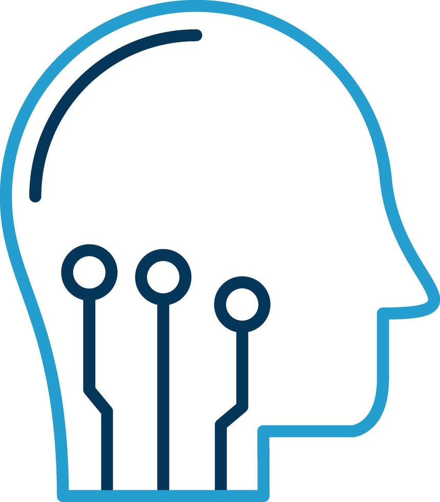 Artificial Intelligence Line Blue Two Color Icon vector