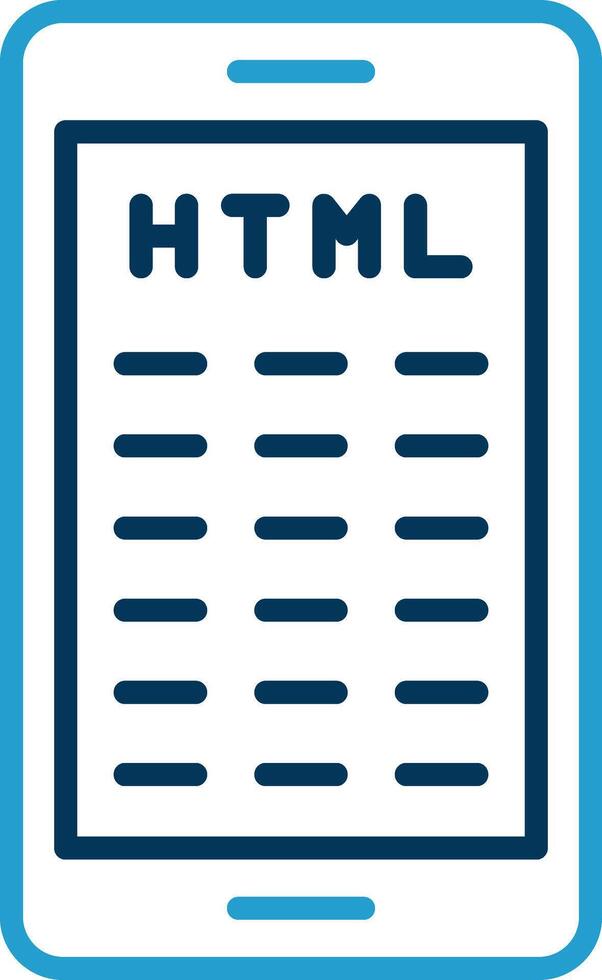 Mobile Coding Line Blue Two Color Icon vector