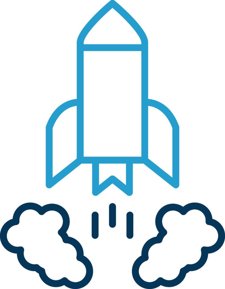 Rocket Launch Line Blue Two Color Icon vector