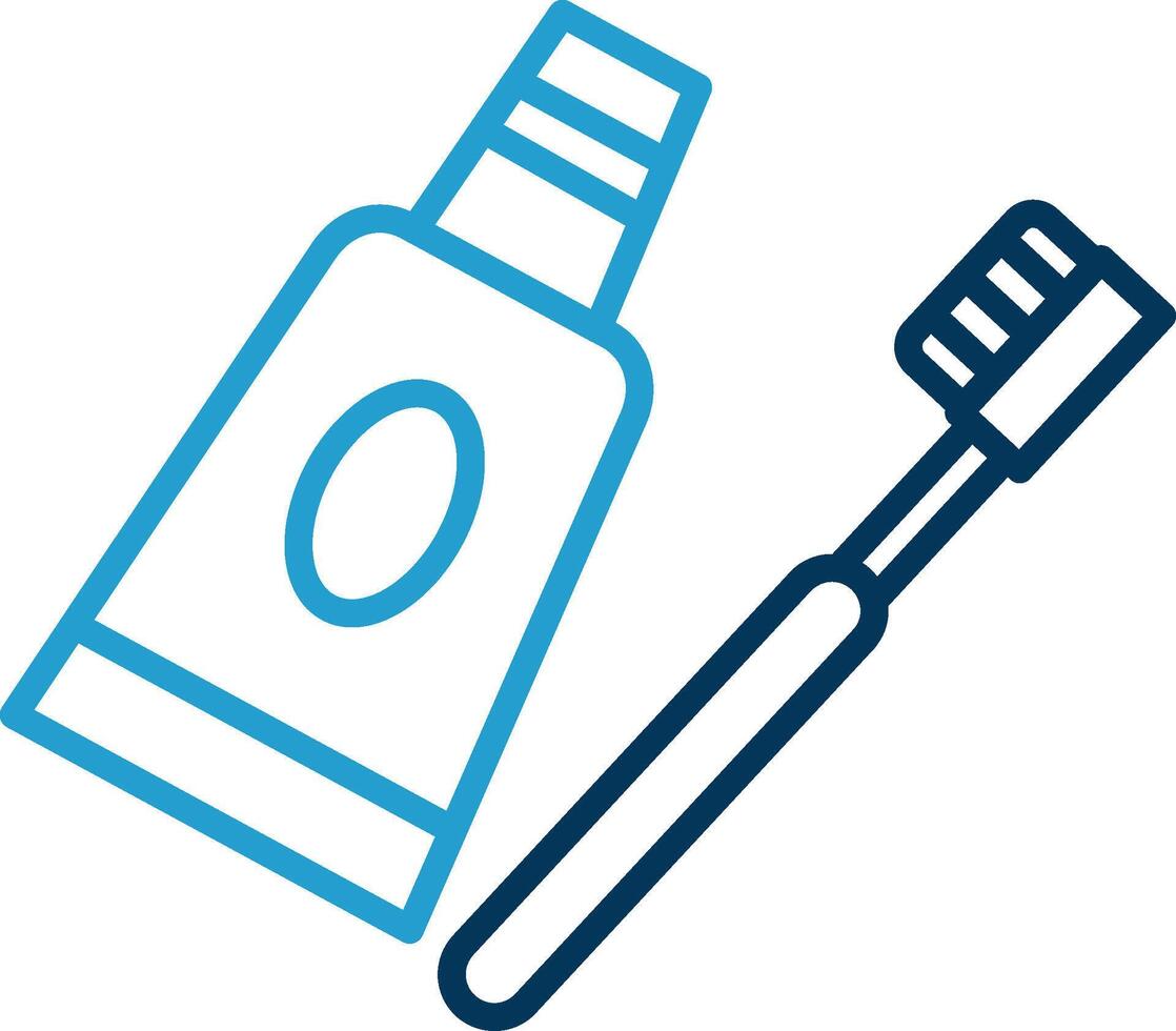 Toothpaste Line Blue Two Color Icon vector