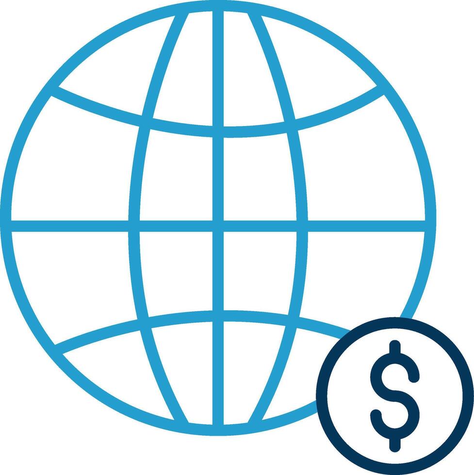 Global Economy Line Blue Two Color Icon vector