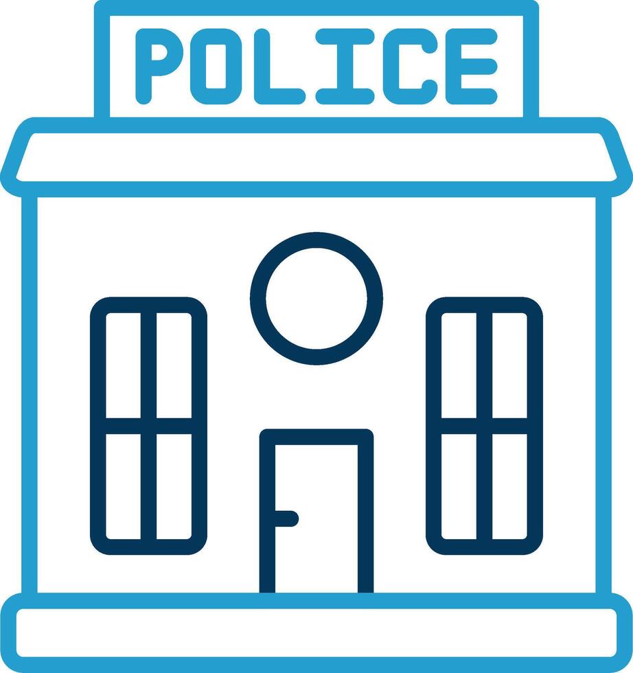 Police Station Line Blue Two Color Icon vector