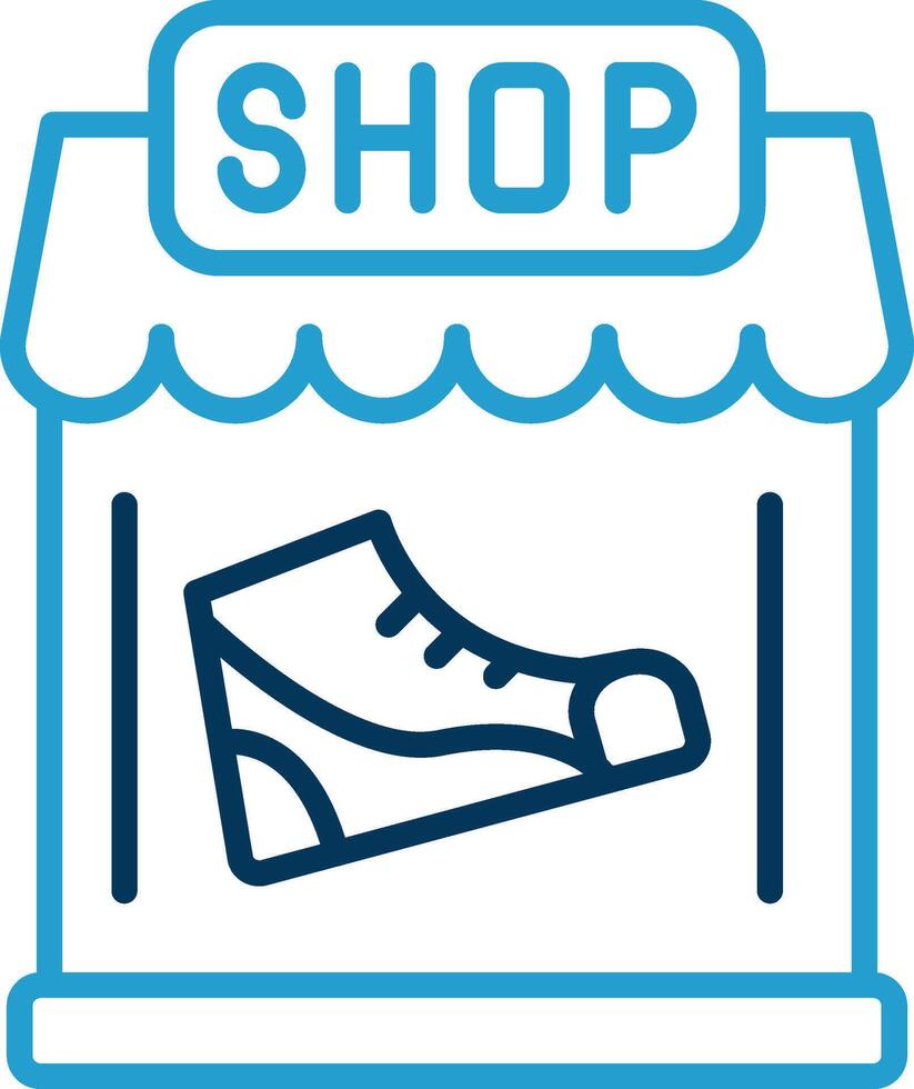Shoe Shop Line Blue Two Color Icon vector