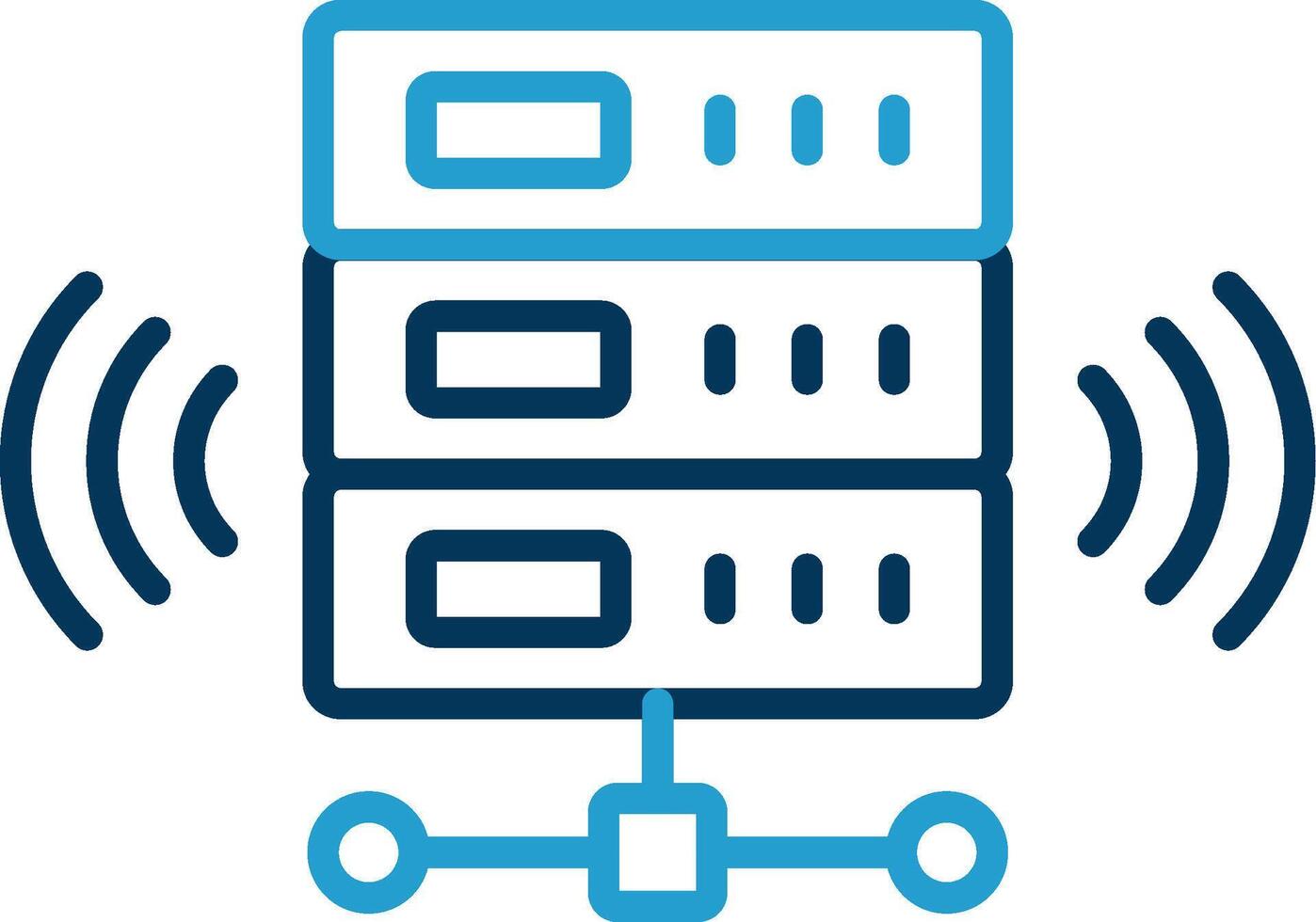 inalámbrico base de datos línea azul dos color icono vector